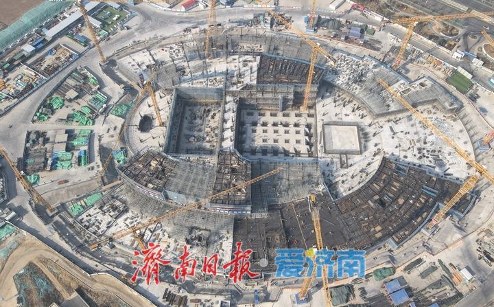 两馆一中心开建地上主体结构,济南黄河体育中心快马加鞭今日