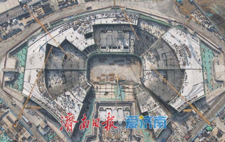 两馆一中心开建地上主体结构,济南黄河体育中心快马加鞭今日