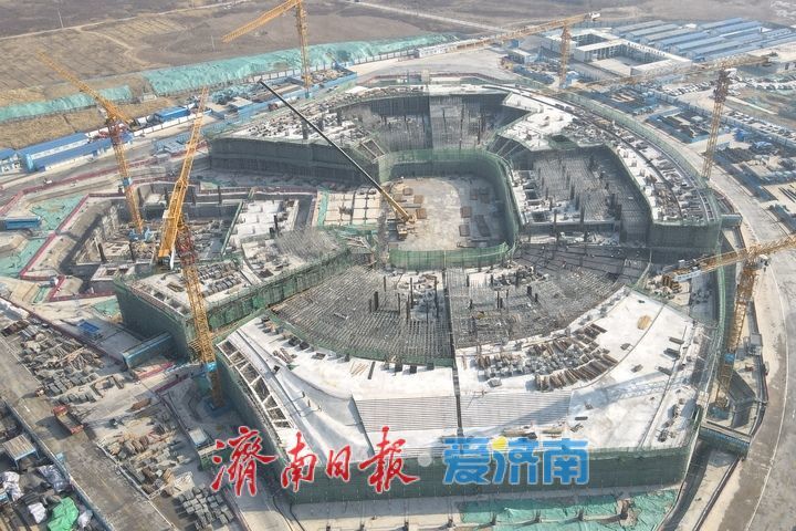 两馆一中心开建地上主体结构,济南黄河体育中心快马加鞭今日