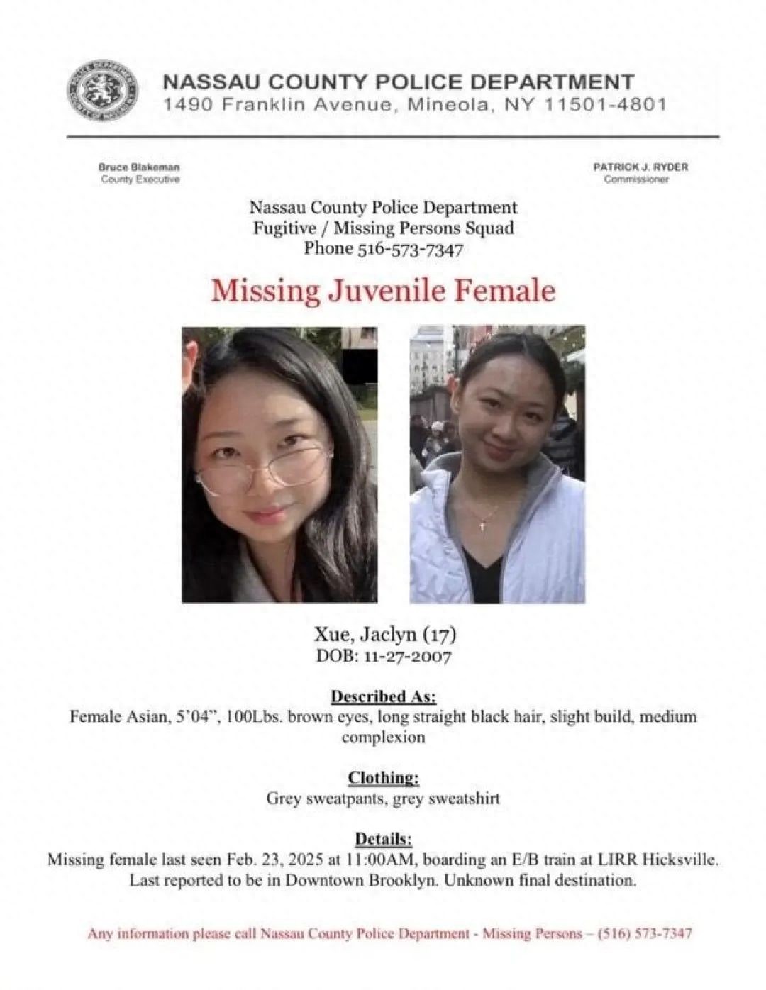 17岁失踪华人女孩在美去世，警方调查死因，同学称她性格内向但